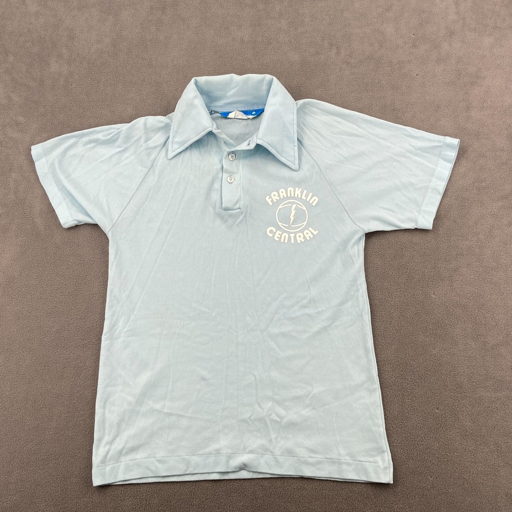 Vintage 80s Champion Franklin Central Polo Shirt Sz S‎ Blue Performance Golf
